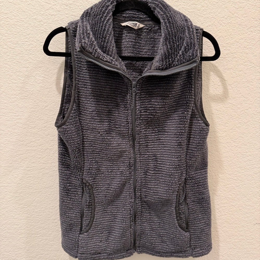 Mountain Khakis Womens Gray High Pile Fleece Full Zip Vest Small Charcoal Sherpa